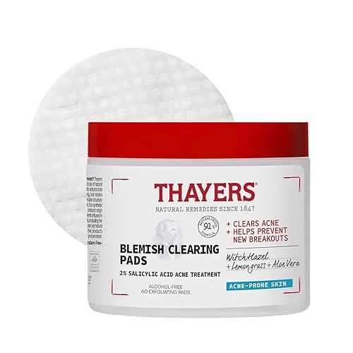 THAYERS ACNE CLEARING PADS WITH SALICYLIC ACID WITCH HAZEL EXFOLIATING, SOOTHING, 60 CT