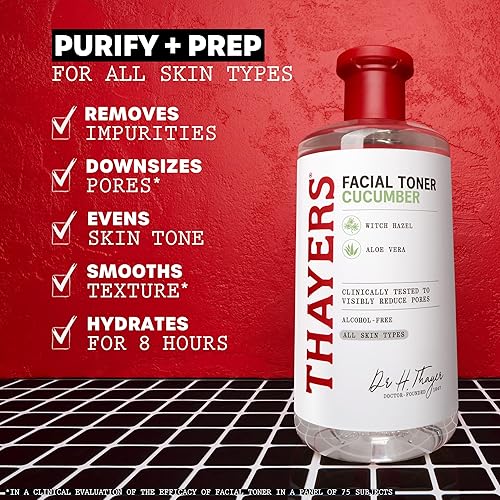 THAYERS ALCOHOL-FREE CUCUMBER WITCH HAZEL TONER WITH ALOE VERA, HYDRATING, VEGAN, 12 OZ