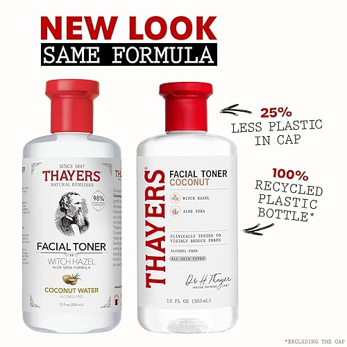 THAYERS ALCOHOL-FREE COCONUT WATER WITCH HAZEL TONER WITH ALOE VERA, VEGAN, 12 OZ
