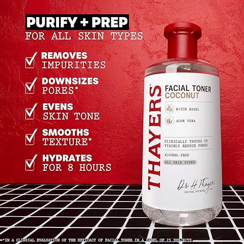 THAYERS ALCOHOL-FREE COCONUT WATER WITCH HAZEL TONER WITH ALOE VERA, VEGAN, 12 OZ