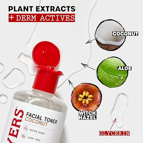 THAYERS ALCOHOL-FREE COCONUT WATER WITCH HAZEL TONER WITH ALOE VERA, VEGAN, 12 OZ