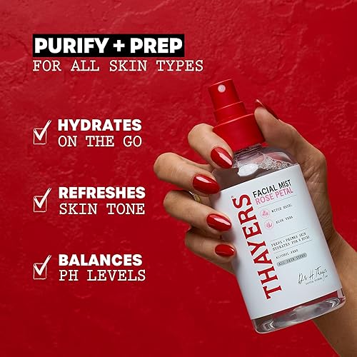 THAYERS ALCOHOL-FREE WITCH HAZEL FACIAL MIST TONER WITH ALOE VERA, ROSE PETAL, SOOTHING AND HYDRATIN