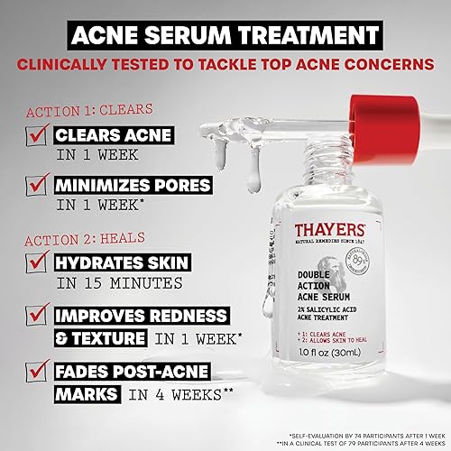 THAYERS ACNE SERUM WITH 2 SALICYLIC ACID NIACINAMIDE SOOTHING ACNE TREATMENT, 1 OZ