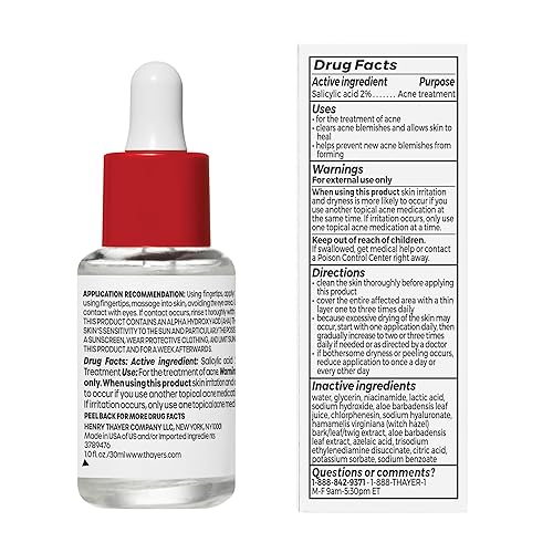 THAYERS ACNE SERUM WITH 2 SALICYLIC ACID NIACINAMIDE SOOTHING ACNE TREATMENT, 1 OZ