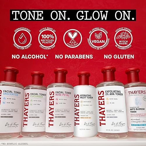 THAYERS 2 AHA EXFOLIATING TONER WITH GLYCOLIC LACTIC ACID, WITCH HAZEL, 12 OZ