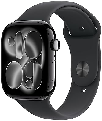 APPLE WATCH SERIES 11 GPS 46MM JET BLACK ALUMINUM SMARTWATCH WITH BLACK SPORT BAND M L