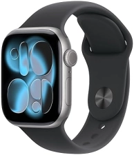 APPLE WATCH SERIES 11 GPS 42MM SPACE GRAY ALUMINUM SMARTWATCH WITH BLACK SPORT BAND, FITNESS HEALTH