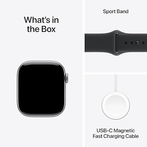 APPLE WATCH SERIES 11 GPS 42MM SPACE GRAY ALUMINUM SMARTWATCH WITH BLACK SPORT BAND, FITNESS HEALTH