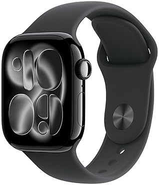 APPLE WATCH SERIES 11 GPS 42MM JET BLACK ALUMINUM SMARTWATCH WITH BLACK SPORT BAND, FITNESS HEALTH T