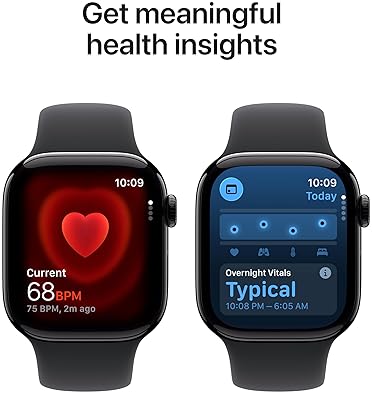 APPLE WATCH SERIES 11 GPS 42MM JET BLACK ALUMINUM SMARTWATCH WITH BLACK SPORT BAND, FITNESS HEALTH T