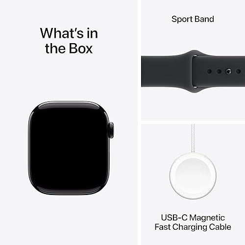 APPLE WATCH SERIES 11 GPS 42MM JET BLACK ALUMINUM SMARTWATCH WITH BLACK SPORT BAND, FITNESS HEALTH T