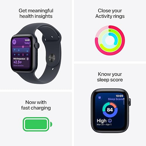APPLE WATCH SE 3 GPS 44MM STARLIGHT ALUMINUM CASE SPORT BAND FITNESS TRACKER SLEEP HR