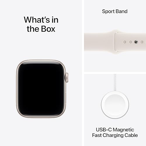 APPLE WATCH SE 3 GPS 44MM STARLIGHT ALUMINUM CASE SPORT BAND FITNESS TRACKER SLEEP HR