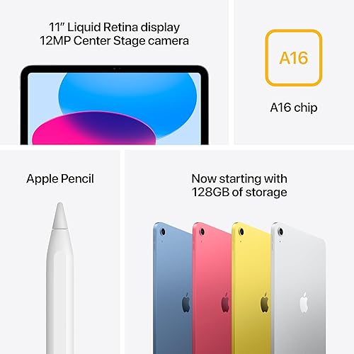 APPLE IPAD 11 128GB SILVER - A16 CHIP, LIQUID RETINA, WI-FI 6, DUAL 12MP CAMERAS, TOUCH ID