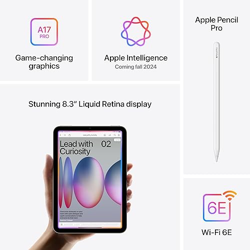 APPLE IPAD MINI A17 PRO 8.3 RETINA 128GB WI-FI 6E 12MP CAMERA TOUCH ID APPLECARE STARLIGHT