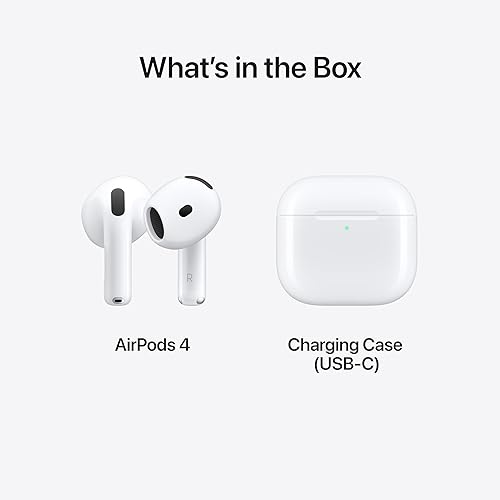 APPLE AIRPODS 4 WIRELESS BLUETOOTH EARBUDS, SPATIAL AUDIO, SWEAT RESISTANT, USB-C CASE, 30H BATTERY