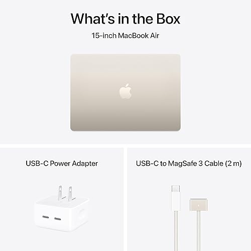 APPLE 2025 MACBOOK AIR 15 M4 CHIP, 24GB RAM, 512GB SSD, TOUCH ID, STARLIGHT APPLECARE