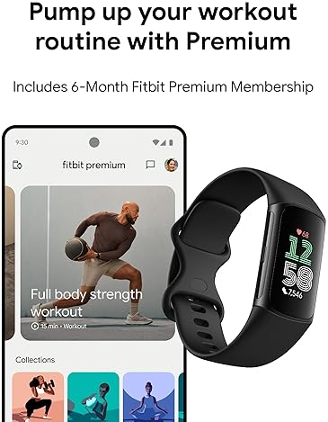 FITBIT CHARGE 6 FITNESS TRACKER WITH GPS, HEART RATE, GOOGLE APPS 6-MONTH PREMIUM, BLACK