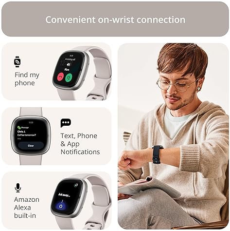 FITBIT SENSE 2 SMARTWATCH - STRESS, SLEEP, ECG, SPO2, HEART RATE GPS, LUNAR WHITE