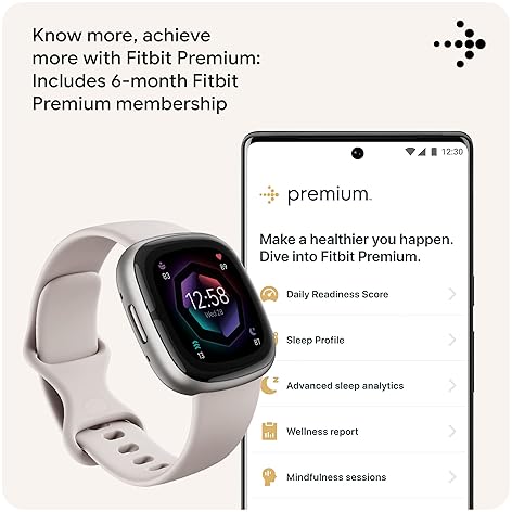 FITBIT SENSE 2 SMARTWATCH - STRESS, SLEEP, ECG, SPO2, HEART RATE GPS, LUNAR WHITE