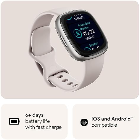 FITBIT SENSE 2 SMARTWATCH - STRESS, SLEEP, ECG, SPO2, HEART RATE GPS, LUNAR WHITE