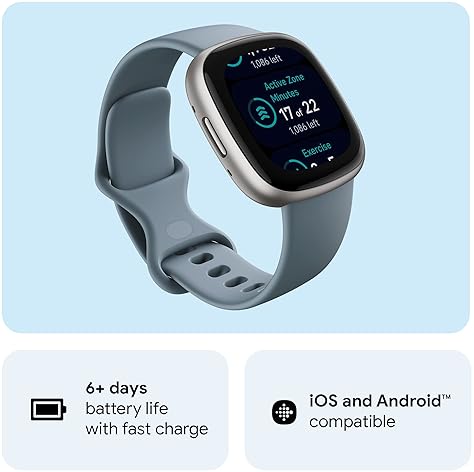 FITBIT VERSA 4 FITNESS SMARTWATCH WITH GPS, HEART RATE, SLEEP TRACKING, 40 MODES - BLUE