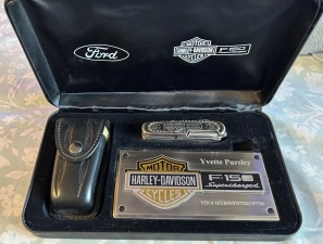 HARLEY DAVIDSON FORD SUPERCHARGED F-150 PAPERWEIGHT-KNIFE IN CASE