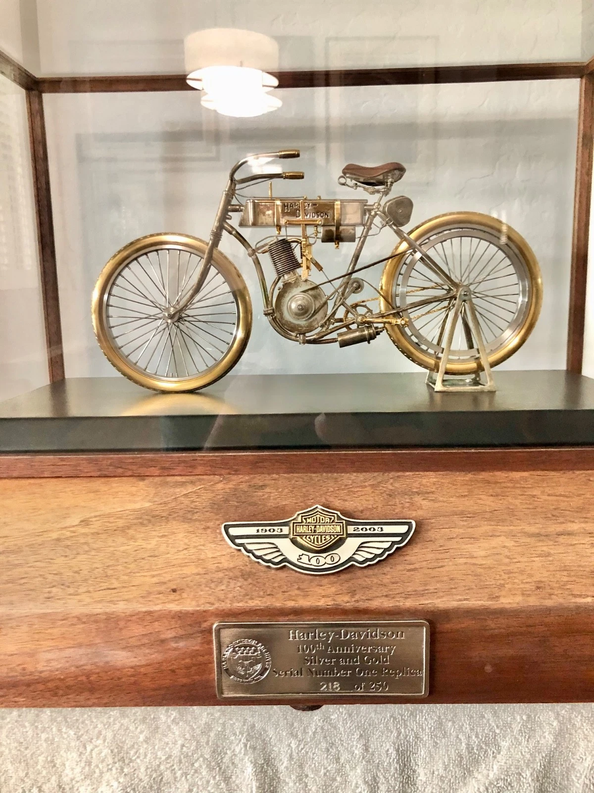 HARLEY DAVIDSON 100TH ANNIVERSARY SILVER GOLD SERIAL #1 REPLICA COLLECTIBLES