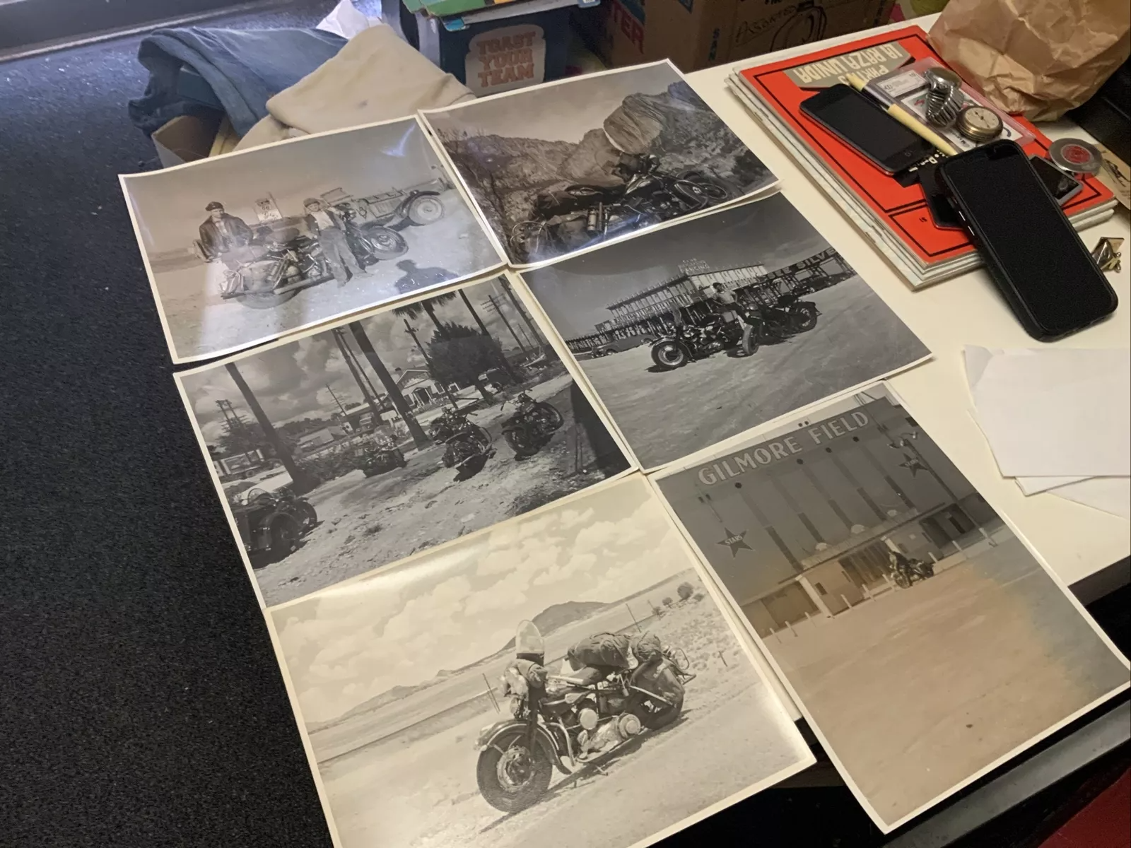 HARLEY  DAVIDSON PHOTOS GILMORE GAS YOSEMITE PHILLIPS 66 ESTATE 6 VINTAGE 8X10