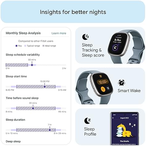 FITBIT VERSA 4 FITNESS SMARTWATCH, GPS, HEART RATE, SLEEP TRACKER, BLUE PLATINUM, S L BANDS