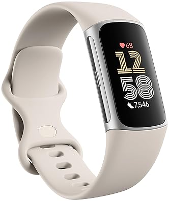 FITBIT CHARGE 6 FITNESS TRACKER, HEART RATE, GPS, GOOGLE APPS, 6-MONTH PREMIUM, PORCELAIN SILVER