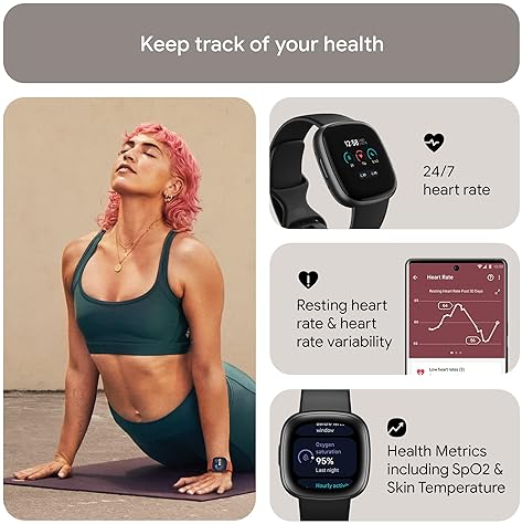 FITBIT VERSA 4 FITNESS SMARTWATCH, GPS, HEART RATE, SLEEP TRACKING, BLACK GRAPHITE, ONE SIZE
