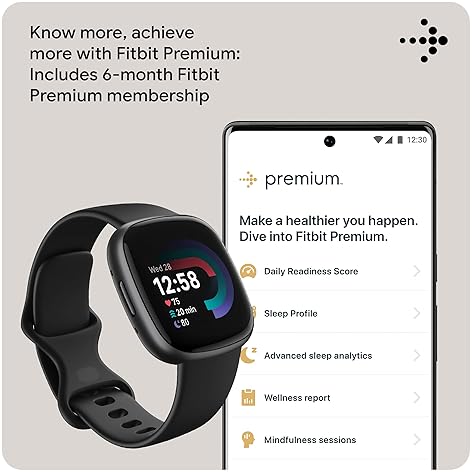 FITBIT VERSA 4 FITNESS SMARTWATCH, GPS, HEART RATE, SLEEP TRACKING, BLACK GRAPHITE, ONE SIZE