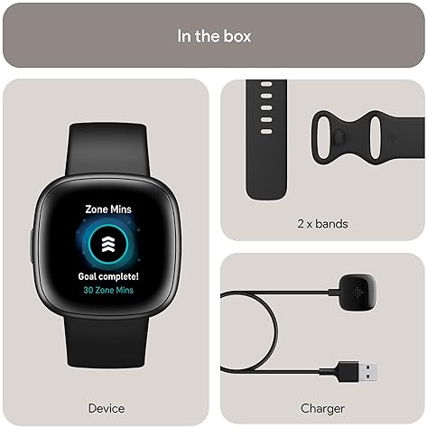 FITBIT VERSA 4 FITNESS SMARTWATCH, GPS, HEART RATE, SLEEP TRACKING, BLACK GRAPHITE, ONE SIZE