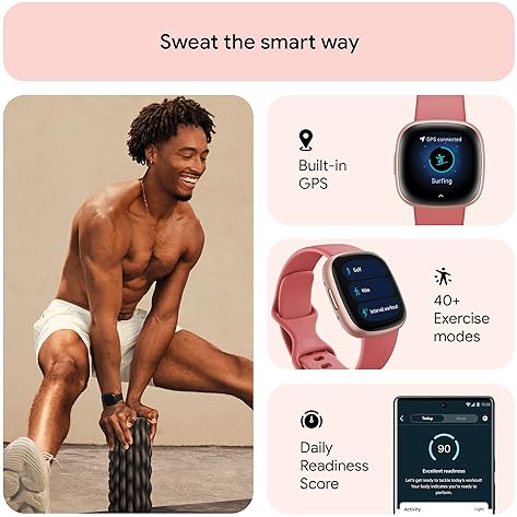FITBIT VERSA 4 FITNESS SMARTWATCH, GPS, HEART RATE, SLEEP ACTIVITY TRACKER, PINK SAND COPPER ROSE