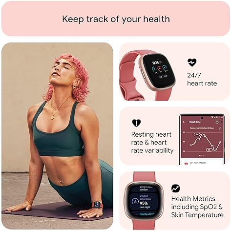 FITBIT VERSA 4 FITNESS SMARTWATCH, GPS, HEART RATE, SLEEP ACTIVITY TRACKER, PINK SAND COPPER ROSE