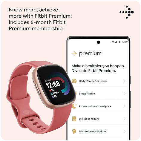 FITBIT VERSA 4 FITNESS SMARTWATCH, GPS, HEART RATE, SLEEP ACTIVITY TRACKER, PINK SAND COPPER ROSE