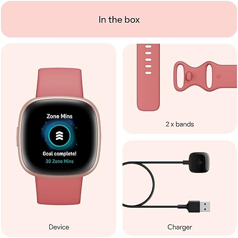 FITBIT VERSA 4 FITNESS SMARTWATCH, GPS, HEART RATE, SLEEP ACTIVITY TRACKER, PINK SAND COPPER ROSE