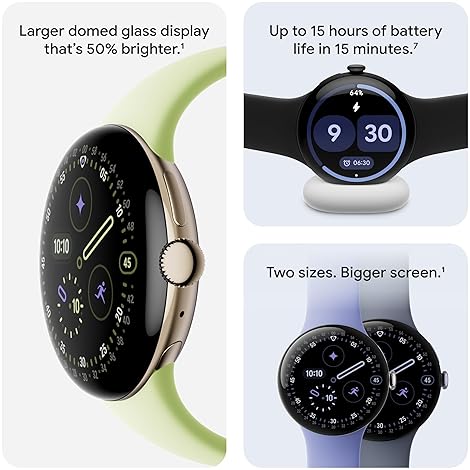 FITBIT GOOGLE PIXEL WATCH 4 LTE 45MM ANDROID SMARTWATCH, HEART SLEEP TRACKING, 40H BATTERY, SILVER