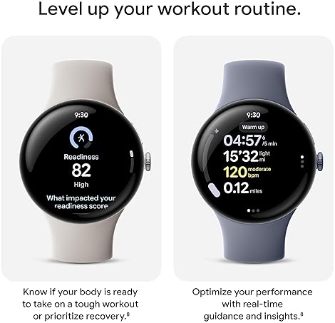FITBIT GOOGLE PIXEL WATCH 4 LTE 45MM ANDROID SMARTWATCH, HEART SLEEP TRACKING, 40H BATTERY, SILVER