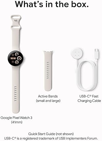 FITBIT GOOGLE PIXEL WATCH 3 2024 41MM WI-FI SMARTWATCH HEART RATE, FITNESS, GOLD CASE, HAZEL BAND