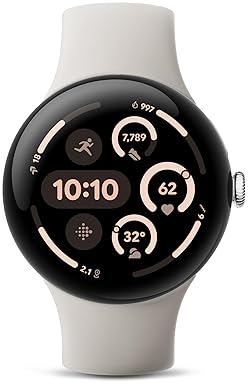 FITBIT GOOGLE PIXEL WATCH 3 45MM LTE 2024 FITNESS SMARTWATCH, HEART RATE, PORCELAIN BAND, SILVER CASE