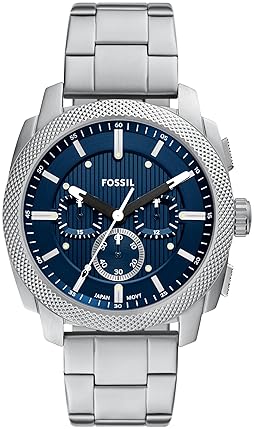 FOSSIL MENS MACHINE CHRONOGRAPH WATCH, STAINLESS STEEL, WATER RESISTANT, QUARTZ MOVEMENT