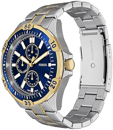 FOSSIL GARRETT MEN S TWO-TONE STAINLESS STEEL MULTIFUNCTION WATCH CLASSIC ANALOG WRISTWATCH
