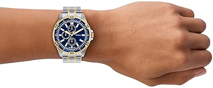 FOSSIL GARRETT MEN S TWO-TONE STAINLESS STEEL MULTIFUNCTION WATCH CLASSIC ANALOG WRISTWATCH