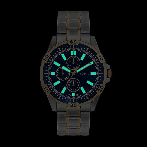 FOSSIL GARRETT MEN S TWO-TONE STAINLESS STEEL MULTIFUNCTION WATCH CLASSIC ANALOG WRISTWATCH
