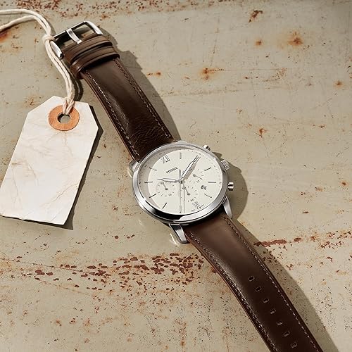 FOSSIL MEN S NEUTRA CHRONOGRAPH WATCH QUARTZ MOVEMENT, STAINLESS STEEL LEATHER STRAP