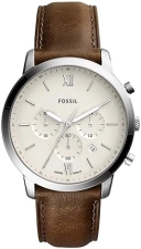FOSSIL MEN S NEUTRA CHRONOGRAPH WATCH QUARTZ MOVEMENT, STAINLESS STEEL LEATHER STRAP