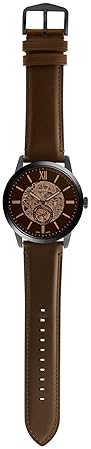 FOSSIL TOWNSMAN MEN S SKELETON AUTOMATIC WATCH STAINLESS STEEL LEATHER STRAP, TWO-HAND DESIGN