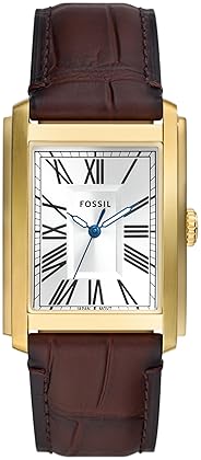 FOSSIL CARRAWAY MENS QUARTZ WATCH, STAINLESS STEEL, THREE-HAND ANALOG WRISTWATCH